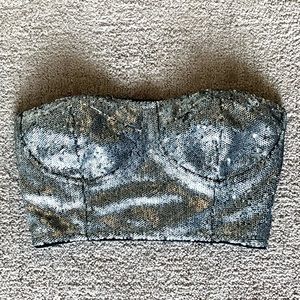 Forever 21 ✨ Silver Sequin Bandeau Crop Top